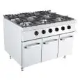 COCINA DE GAS - MOD. K9S212N - N. 6 fuegos - Con llama piloto - Horno de gas estático GN 3/1 - Medidas cm L 120 x P 90 x H 90 - Homologación CE