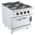 COCINA DE GAS - MOD. K9S210NG - N. 4 fuegos - Con llama piloto - Horno eléctrico GN 2/1  - Medidas cm L 80 x P 90 x H 90 - Homologación CE