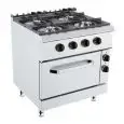 COCINA DE GAS - MOD. K9S213N - N. 8 fuegos - Con llama piloto - 2 hornos de gas estáticos GN 2/1 - Medidas cm L 160 x P 90 x H 90 - Homologación CE