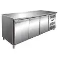 MESA REFRIGERADA DE ACERO INOX AISI 201 - VENTILADO - Mod GN3100TN - GASTRONORM 1/1 (cm 53 x 32,5) - N 3 PUERTAS - CAPACIDAD Lt  417 - TEMPERATURA +2°/+8°C - Medidas cm L 179,5 x P 70 x h 85