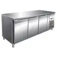 MESA REFRIGERADA DE ACERO INOX AISI 304 - VENTILADO - Mod. G-GN3100BT - GASTRONORM 1/1 (cm 53 x 32,5) - N. 3 PUERTAS - CAPACIDAD BRUTA Lt 417 - TEMPERATURA -18º/-22ºC - Medidas cm. A 179,5 x F 70 x h 86 - CE