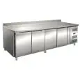 MESA REFRIGERADA CON PETO DE ACERO INOX AISI 201 - VENTILADO - Mod GN4200TN - GASTRONORM 1/1 (cm 53 x 32,5) - N 4 PUERTAS - CAPACIDAD Lt  553 - TEMPERATURA +2°/+8°C - Medidas cm L 223 x P 70 x h 95