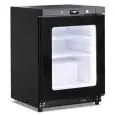 Armario frigorífico estático con ventilador y puerta de cristal modelo GN 200 G TN BLK, temperatura +2°C / +10°C, capacidad bruta 200 Lt, dimensiones exteriores 600 x 625 x 850 mm.