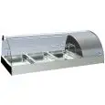 EXPOSITOR DE SOBREMESA VITRINA REFRIGERADA - SERIE GRANTAPAS3GN1/12 - Estructura de acero INOXIDABLE - CUBETAS GN 1/3 y GN 1/1 - Temp. °C +3/+5 - Monofásico - ESTÁTICA - Iluminación - MOTOR A BORDO