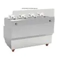 MÁQUINA para la PRODUCCIÓN y la EXPOSICIÓN DE HELADO FRESCO - MOD. GX4 - Mantecador electrónico de 4 grupos - Para negocios SELF-SERVICE - Capacidad lt 4 x 2,5 - Condensación por AIRE - Alimentación V 400/50Hz trifásica - Potencia Kw 4,8 - Medidas cm L 13