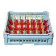 CESTA CLÁSICA CON 28 COMPARTIMIENTOS RECTANGULARES PARA TAZAS, TACITAS Y JARRAS - MOD. KIT 4X7 - MEDIDAS CESTA cm A 50 X F 50 - COMPARTIMIENTOS MEDIDAS INTERNAS cm A 6,3 X F 11,3 - Homologación CE