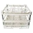 CESTA CLÁSICA CON 9 COMPARTIMIENTOS CUADRADOS PARA VASOS - MOD. KIT4/3X3 - MEDIDAS CESTA cm A 50 X F 50 - COMPARTIMIENTOS MEDIDAS INTERNAS cm A 14,6 X F 14,6 - ALTURA VASOS DE cm 24 A 34 - Homologación CE