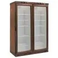 BODEGA DE VINO REFRIGERADA DE MADERA - Mod. KL2792 - ESTÁTICA - Temperatura +2°/+8°C - Capacidad Lt. 310 + 310 - Alimentación monofásica 230V/1/50Hz - Potencia W 185 + 185 - Medidas cm  A 128 x F 61 x h 186 - Peso Kg 260