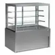 VITRINA REFRIGERADA - ADECUADA PARA LA PRESENTACIÓN DE PRODUCTOS DE PASTELERÍA - MODELO KRISTALL - ESTRUCTURA DE CRISTAL - SUPERFICIE INFERIOR DE EXPOSICIÓN EN ACERO INOXIDABLE AISI 304 - INCLUYE 3 ESTANTERÍAS DE CRISTAL - ILUMINACIÓN LED - TEMPERATURA +2