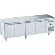 Mesa refrigerada de acero inox AISI 201 - Mod M-GN4100TN-FC - Gastronorm 1/1 (cm 53 x 32,5) - Ventilada - 4 puertas - Capacidad bruta 553 litros - Temperatura +2°/+8°C - Medidas cm L 223 x P 70 x H 85