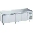 Mesa refrigerada con peto de acero inox AISI 201 - Mod M-GN4200BT-FC - Gastronorm 1/1 (cm 53 x 32,5) - Ventilada - 4 puertas - Capacidad bruta 553 litros - Temperatura -18°/-22°C - Medidas cm L 223 x P 70 x H 95