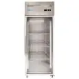 Armario frigorífico congelador en acero inox AISI 201 - Mod M-GN650BTG-FC - Gastronorm 2/1 (65 x 53 cm) - Ventilado - 1 puerta de vidrio - Capacidad de 650 litros - Temperatura de -18°/-22°C - Medidas cm L 74 x P 83 x 201 H