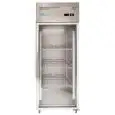 Armario frigorífico en acero inox AISI 201 - Mod M-GN650TNG-FC - Gastronorm 2/1 (65 x 53 cm) - Ventilado - 1 puerta de vidrio - Capacidad de 650 litros - Temperatura 0°/+8°C - Medidas cm L 74 x P 83 x 201 H