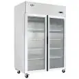 ARMADIO FRIGORIFERO IN ACCIAIO INOX - Mod. MCF8602-GR - VENTILATO - CAPACITA' LT 1240 - N. 2 PORTE VETRO - TEMPERATURA -17°/-20°C - Dim. cm L 131,4 x P 80,5 x h 206,5 - Norma CE