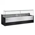 Mostrador vitrina para alimentos refrigerado - Mod MESETAS VC - Refrigeración estática - Temperatura mínima de trabajo °C +4/+6 - Profundidad estante exposición: 67 cm