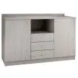 MUEBLE DE SERVICIO PARA COMEDOR - MOD. ML3204SS - Estructura Laminada de roble blanqueado - N. 2 Puertas - N. 3 cajones + compartimiento abierto - Medidas cm A 136 x F 48 x h 95