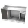 CONTRA MOSTRADOR BAR NEUTRA PARA CAFETERA - MOD. BMCILL175H95 - ESTRUCTURA DE ACERO INOXIDABLE - N. 1 FREGADERO - DIM. Cm L 175 x P 67 x h 95