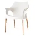 SILLA NATURAL OLA - MOD. 2115 - Carcasa de TECNOPOLÍMERO - PATAS de HAYA NATURAL - Para INTERIORES - APILABLE - Med. cm L 59 x P 54 x H 82 - Homologación CE