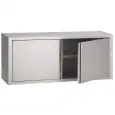 Armario colgante de pared Inox - puertas batientes - base inox lisa - estante intermedio liso