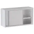 Armario colgante de pared Inox - n. 2 puertas correderas - base inox lisa - estante intermedio liso