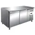 MESA REFRIGERADA DE ACERO INOX AISI 304 - PASTELERÍA - VENTILADO - Mod. RVZ2100TN - N. 2 PUERTAS - CAPACIDAD Lt 428 - TEMPERATURA -2°/+8°C - Dim. cm. L 151 x P 80 x h 86 - CE