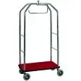 CARRELLO PORTAVALIGIE CON APPENDIABITI - MOD. PV4064R - Base in legno ricoperta con moquette - Supporto asta in tubolare di acciaio cromato - Bordo paracolpi - Dim. cm L 95 x P 55 x h 190