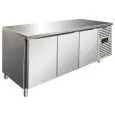 MESA REFRIGERADA DE ACERO INOX AISI 304 - PASTELERÍA - VENTILADO - Mod PXF3100TN - N 3 PUERTAS - CAPACIDAD Lt 635 - TEMPERATURA +2°/+8°C - Dim cm L 202 x P 80 x h 86