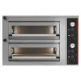 HORNO ELÉCTRICO MECÁNICO PARA PIZZA - Mod SILAR 8 M - 2 cámaras - Suelo refractario o Cámara totalmente refractaria - Dimensiones de la cámara cm L 70 x P 70 x 15 H - Número de pizzas 4 + 4 (Ø 30/34 cm) - Potencia 13,20 kW - Norma CE