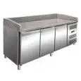 MESA REFRIGERADA PARA PREPARACIÓN DE PIZZA DE ACERO INOX - PARA CONTENEDORES DE PIZZA cm 60x40 - VENTILADO - Mod PZ3600TN - N 3 PUERTAS - TEMPERATURA +2°/+8°C - Dim cm L 202 X P 80 X h 100
