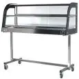 VITRINA CALIENTE CON CARRO - MOD. TCVC - CRISTALES CURVOS - ESTRUCTURA DE ACERO INOXIDABLE - TEMPERATURA °C +30 /+ 90  - Control termostático - Iluminación - Monofásica 240V - NORMA CE