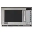 HORNO MICROONDAS DE ACERO INOXIDABLE con controles digitales - Mod. R25AT - Placa cerámica fija - Función de descongelación rápida - Capacidad de la cámara de cocción lt. 20 - Potencia de salida W 2100 - Fuente de alimentación 230V monofásica - Estándar C