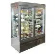 VITRINA REFRIGERADA CON EXPOSICIÓN PANORÁMICA para PASTELERÍA - MOD. TEK/8 - ESTRUCTURA EXTERIOR DE ALUMINIO ANODIZADO - CRISTAL DE BAJA EMISIVIDAD - TEMP. °C +2/+10 - Alimentación monofásica - Potencia W 800 - REFRIGERACIÓN ESTÁTICA - GAS REFRIGERANTE R5