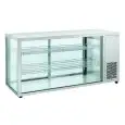 Expositor de sobremesa vitrina refrigerada - Mod RC 980 - Temperatura 0º/+12ºC - 2 estantes - Puertas traseras correderas - Dimensiones cm L 144 x P 52,4 x h 73,5