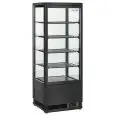 VITRINA EXPOSITORA REFRIGERADA VERTICAL PARA BEBIDAS - COLOR NEGRO - Mod. RC98B - Temperatura +2°/+12°C - Capacidad lt. 98 - Alimentación monofásica V230/1 - Potencia W 180 - Medidas cm L 42,8 x P 38,6 x h 111 - Peso Kg. 38
