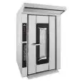 HORNO ELÉCTRICO MIXTO DE CONVECCIÓN CON VAPOR INDIRECTO CON BOILER, CARRO GIRATORIO FIJO Y MANDOS EN PANTALLA TÁCTIL - Cod. ROTORBAKE/E11 - PARA PASTELERÍA Y PANADERÍA - Capacidad bandejas n. 18 cm 80 x 80 y 66 x 92  - Potencia kW 47/80 - Alimentación 400
