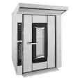 HORNO A GAS MIXTO DE CONVECCIÓN Y VAPOR INDIRECTO CON BOILER, CARRO GIRATORIO Y MANDOS DIGITALES - Cod. ROTORBAKE/T16 - PARA PASTELERÍA Y PANADERÍA - Capacidad bandejas n. 18 cm 80x120  - Potencia  kW 1,5 / kcal 80000 - Medidas exteriores cm. L 173 x P 20