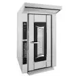 HORNO A GAS MIXTO DE CONVECCIÓN Y VAPOR INDIRECTO CON BOILER, CARRO GIRATORIO Y MANDOS DIGITALES - Cod. ROTORBAKE/T8 - PARA PASTELERÍA Y PANADERÍA - Capacidad bandejas n. 18 cm 60 x 80  - Potencia  kW 1,5 / kcal 55000 - Medidas exteriores cm.  L 130 x P 1