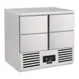 Mesa saladette refrigerada modelo SALADETTE SF 904 CST, temperatura +2°C / +8°C, capacidad bruta 257 Lt, dimensiones exteriores 900 x 700 x 870 mm.