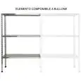 Estantería inox con tornillos - elemento modular (no autoportante, ha de armarse con un elmento base) - Alto cm 150 - 3 estantes lisos espesor cm 2,5 inox 8/10 - con tornillos y pies de plástico - bordes sin filo - acabado lúcido