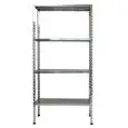 Estantería inox con tornillos - Elemento base (autoportante) - Alto cm 180 - 4 estantes perforados espesor cm 2,5 inox 8/10 - con tornillos y pies de plástico - bordes sin filo - acabado lúcido