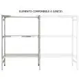 Estantería inox sin tornillos - elemento modular (no autoportante, ha de armarse con un elmento base) - Alto cm 150 - 3 estantes lisos espesor cm 2,5 inox 8/10 - con travesaño de refuerzo y pies de plástico - bordes sin filo - acabado lúcido