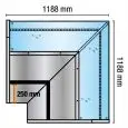 Panel de visualización refrigerado ángulo 90° AA (abierto) con vidrio recto - Conductable - Potencia W 470 - Dimensiones cm L 118,8 x D 89,5 x H 120