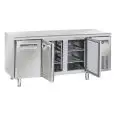 MESA REFRIGERADA DE ACERO INOX - PARA SNACK - MOD. SF 3100 - N. 3 PUERTAS - VENTILADO - CAPACIDAD Lt. 358 - TEMPERATURA -22° / -18° C - DIM. cm L 180 x P 60 x H 85 - CE