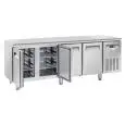 MESA REFRIGERADA DE ACERO INOX - PARA SNACK - MOD. SF 4100 - N. 4 PUERTAS - VENTILADO - CAPACIDAD Lt. 485 - TEMPERATURA -22° / -18° C - DIM. cm L 225 x P 60 x H 85 - CE