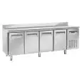 MESA REFRIGERADA CON PETO DE ACERO INOX - PARA SNACK - MOD. SF 4200 - N. 4 PUERTAS - VENTILADO - CAPACIDAD Lt. 485 - TEMPERATURA -22° / -18° C - DIM. cm L 225 x P 60 x H 95 - CE