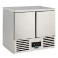 MESA ENSALADERA Y MESA DE TRABAJO REFRIGERADA DE ACERO INOX AISI 304 - Mod SF 901 - ESTÁTICO CON AGITADOR - GASTRONORM 1/1 (cm 53 x 32,5) - N 2 PUERTAS REFRIGERADAS - TEMPERATURA +2°/+8°C - Dim cm L 90 x P 70 x h 87