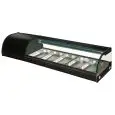 EXPOSITOR VITRINA REFRIGERATA DE SOBREMESA PARA SUSHI - Mod. UL - Temperatura 0°/+6°C - Para cubetas GN 1/3 h 40 mm - Alimentación monofásica V220/1/50Hz - Homologación CE