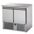 MESA ENSALADERA Y MESA DE TRABAJO REFRIGERADA - Mod. SLV02NX - VENTILADO - GASTRONORM 1/1 (cm 53x32,5) - ENCIMERA DE ACERO INOX - N. 2 PUERTAS REFRIGERADAS - Temperatura +4°/+6°C - Medidas cm L 90,4 x P 70 x h 88 - CE