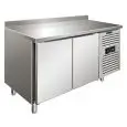 MESA REFRIGERADA CON PETO DE ACERO INOX AISI 304 - VENTILADO - Mod SNACK 2200 BTF - N 2 PUERTAS - CAPACIDAD Lt 260,3 - TEMPERATURA -18°/-22°C - Dim cm L 136 x P 60 x h 96
