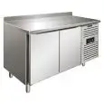 MESA REFRIGERADA CON PETO DE ACERO INOX AISI 304 - VENTILADO - Mod SNACK 2200 TNF - N 2 PUERTAS - CAPACIDAD Lt 260,3 - TEMPERATURA -2°/+8°C - Dim cm L 136 x P 60 x h 96